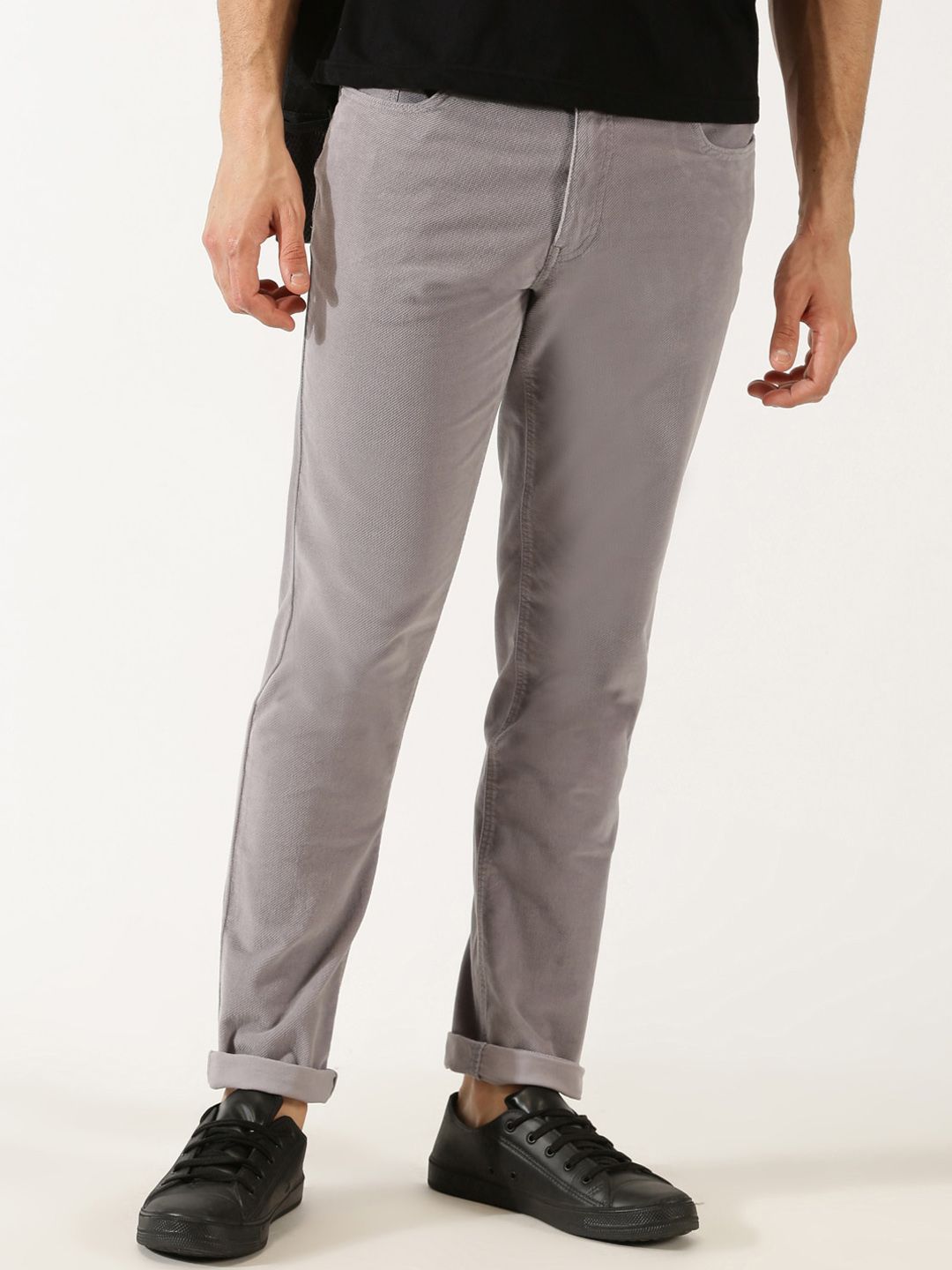 Thomas Scott Men Regular Fit Corduroy Chinos Trousers