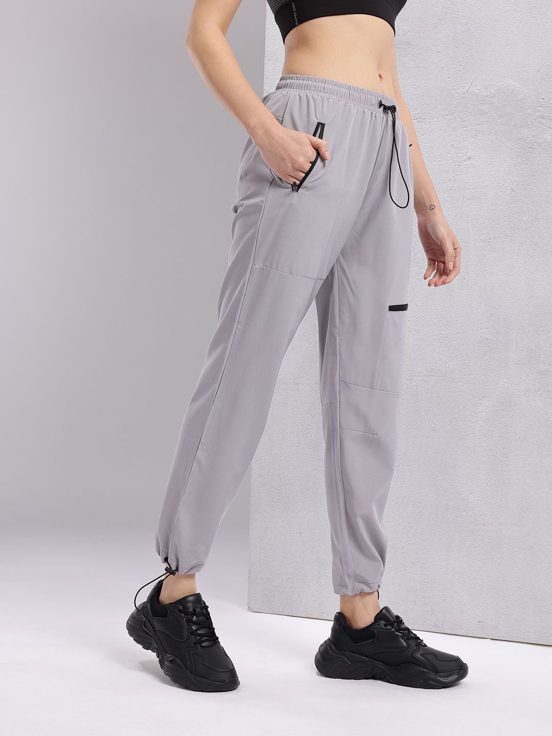 HRX by Hrithik Roshan Women Mid-Rise Regular Fit Running  Joggers with Toggle Hem