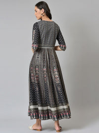 W Black Ethnic Motifs Ethnic Maxi Dress