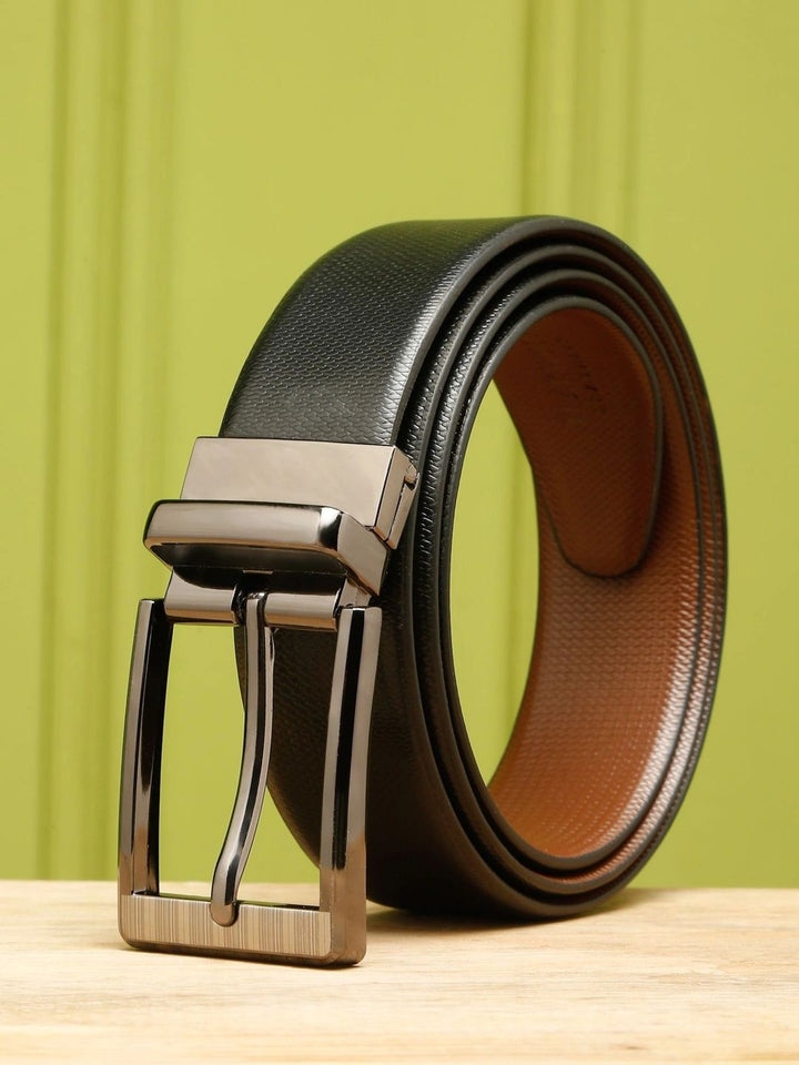 Teakwood Leathers Men Textured Leather Reversible Formal Belt