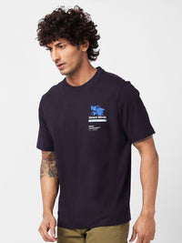 SPYKAR  Abstract Printed Round Neck Cotton Relaxed Fit T-shirt