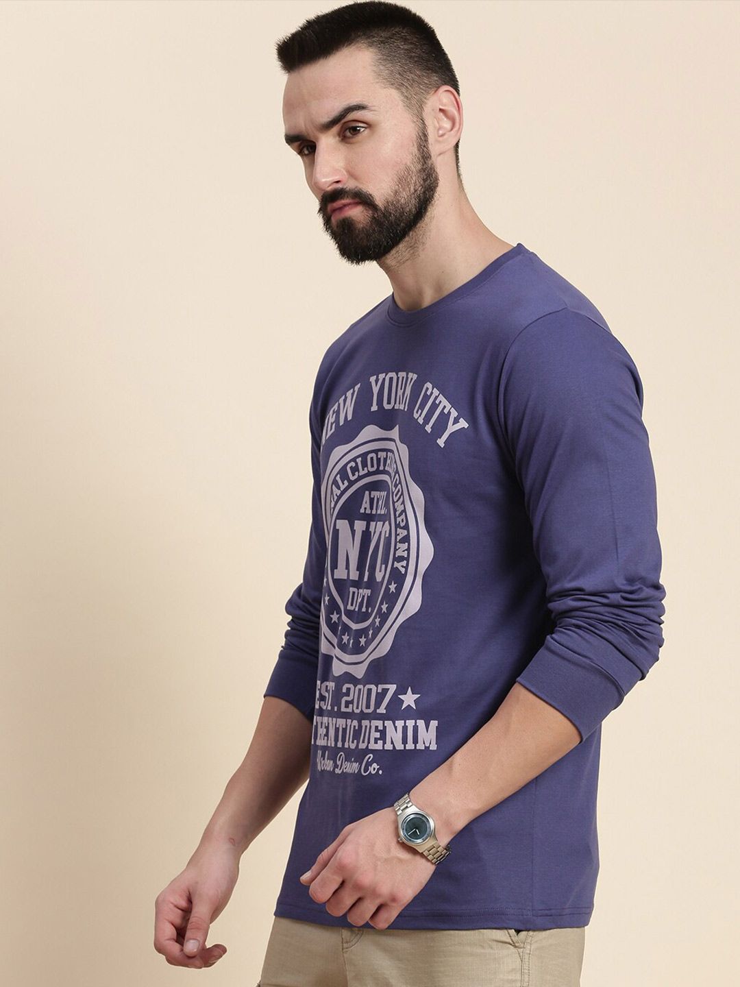 DILLINGER Typography Printed Round Neck Pure Cotton T-shirt