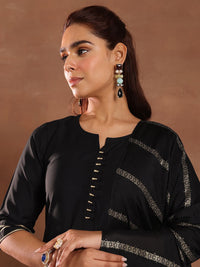 Gerua By Libas Round Neck Gotta Patti Straight Kurta With Trousers & Dupatta