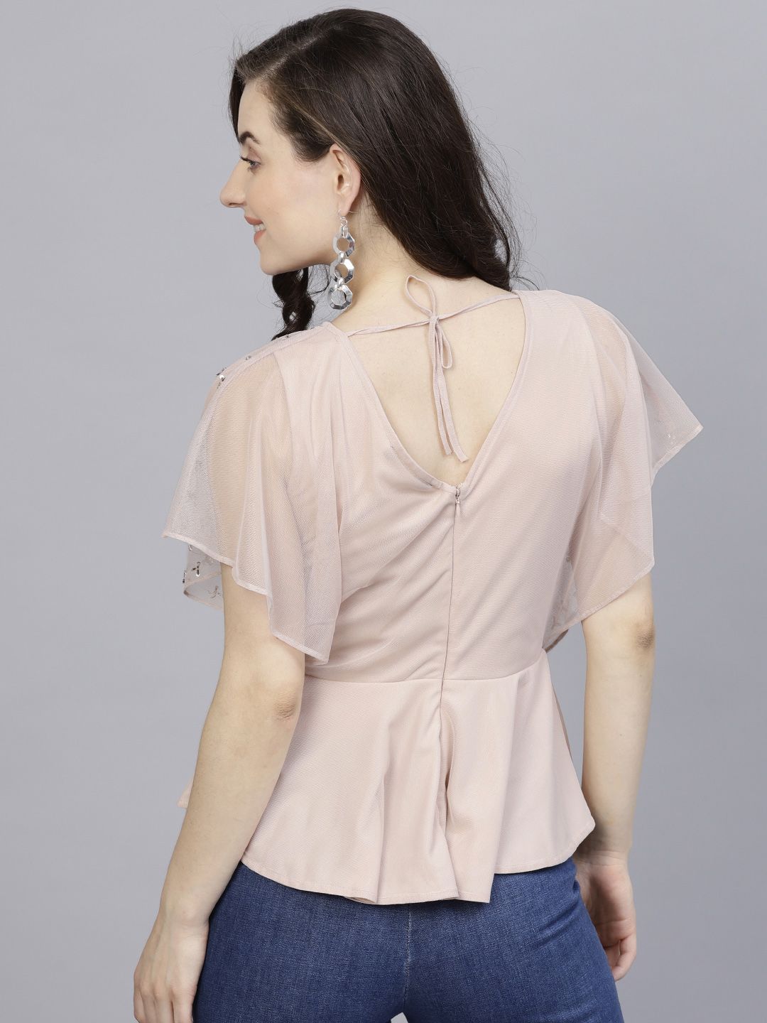STREET 9 Dusty Rose Embellished Peplum Top