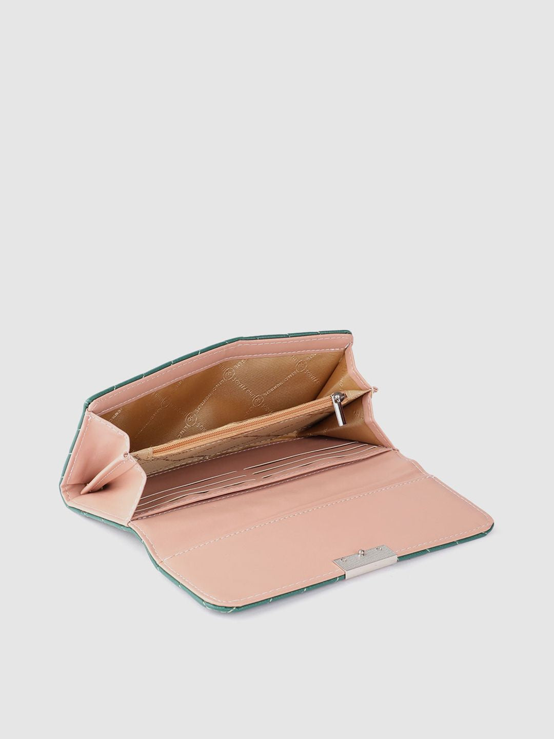 Lino Perros Women Geometric Textured Envelope Wallet with Quilted Detail