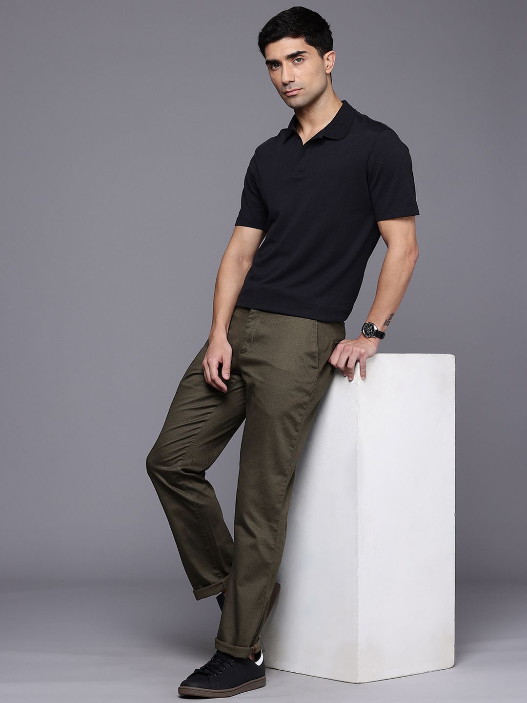 Raymond Men Printed Slim Fit Trousers