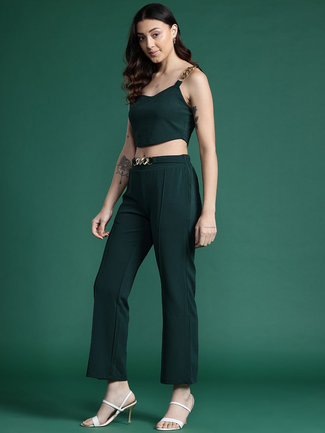 DressBerry Chain-Detail Top with Trouser Co-Ords