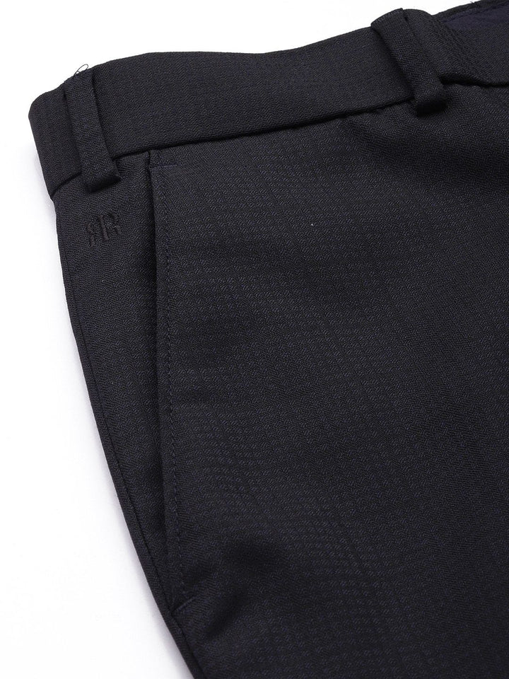 Raymond Men Mid-Rise Self Design Slim Fit Textured Formal Trousers
