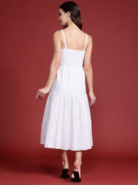 all about you Pure Cotton Self-Design Tiered A-Line Midi Dress