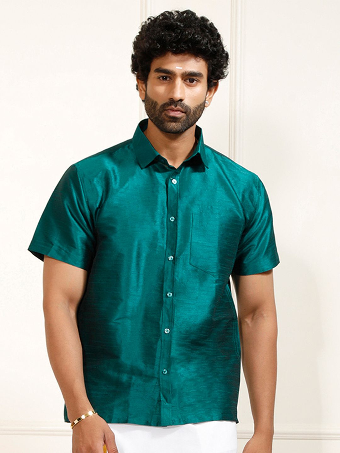 VASTRAMAY Premium Spread Collar Casual Shirt