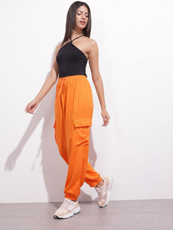 DressBerry Women Autumn Persimmons Utilitarian Cargo Joggers