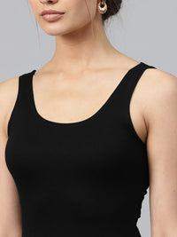 SASSAFRAS Women Black Solid Bodycon Dress
