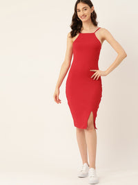 DressBerry Shoulder Straps Ribbed Bodycon Dress