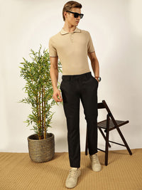 Thomas Scott Men Self Design Regular Fit Knitted Polo T-shirt