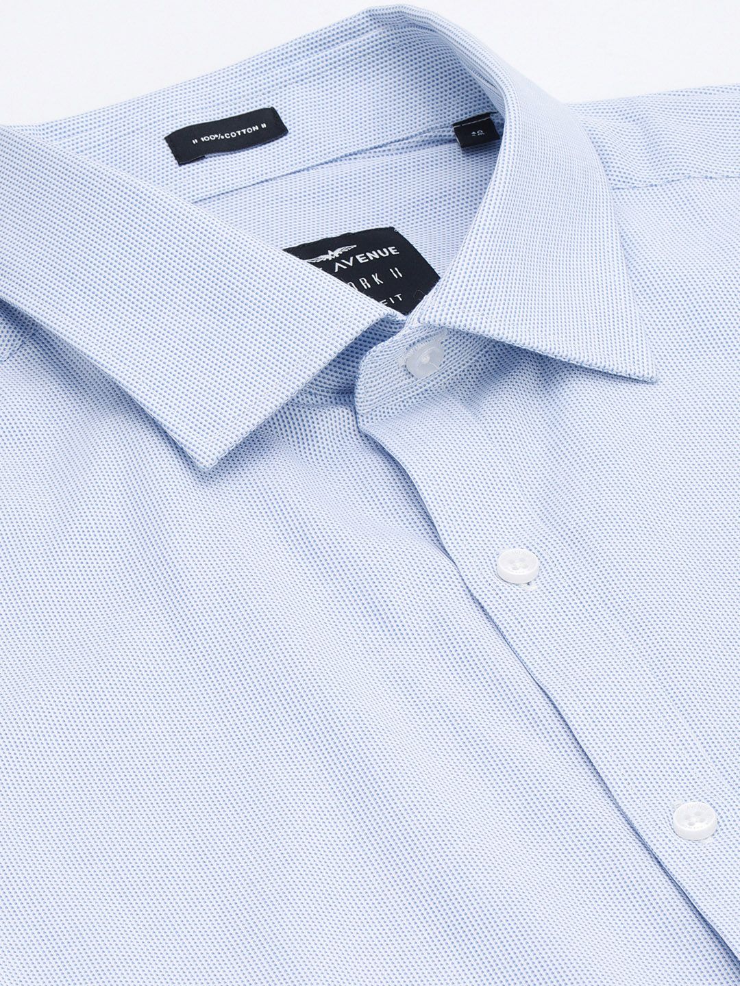 Park Avenue Men Light Blue Self Design Slim Fit Formal Shirt
