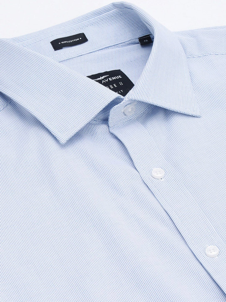 Park Avenue Men Light Blue Self Design Slim Fit Formal Shirt