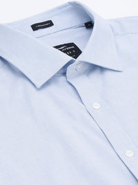 Park Avenue Men Light Blue Self Design Slim Fit Formal Shirt