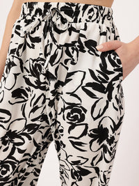 DressBerry Wanderlust Wear Monochrome Floral Print Tie-Up Back Top Co-Ords