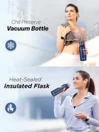 Pexpo Bosco Blue Double wall Thermosteel Hot & Cold Insulated Water Bottle 600ml