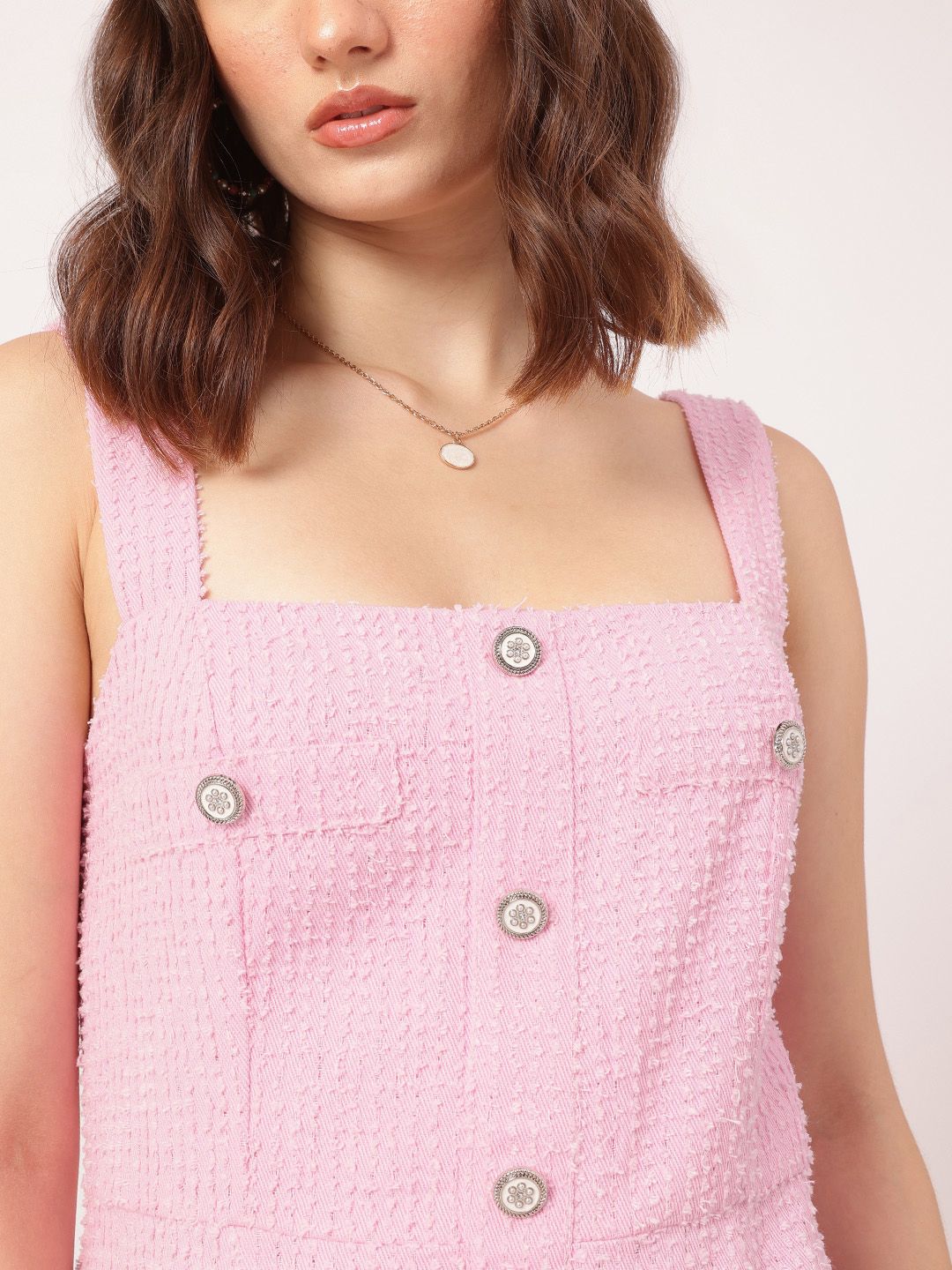 DressBerry Cutesy Glam Dobby Strappy A-Line Mini Dress