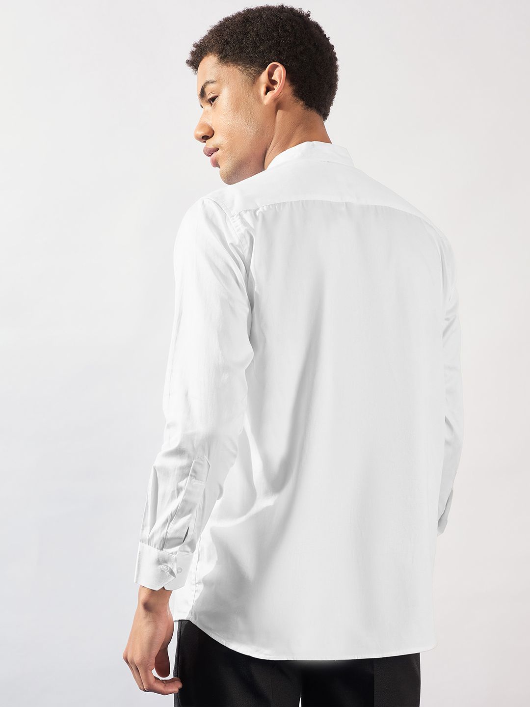 DENNISON Men Mandarin Collar Long Slevees Cotton Smart Casual Shirt