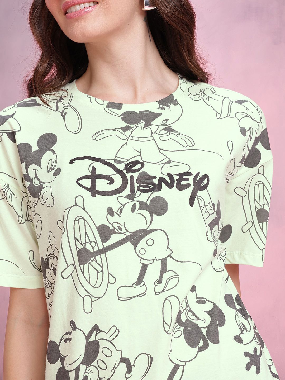 DressBerry Mickey Mouse Print Relaxed Pure Cotton T-shirt