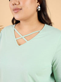CURVY STREET Plus Size V-Neck Cotton Relaxed Fit T-shirt