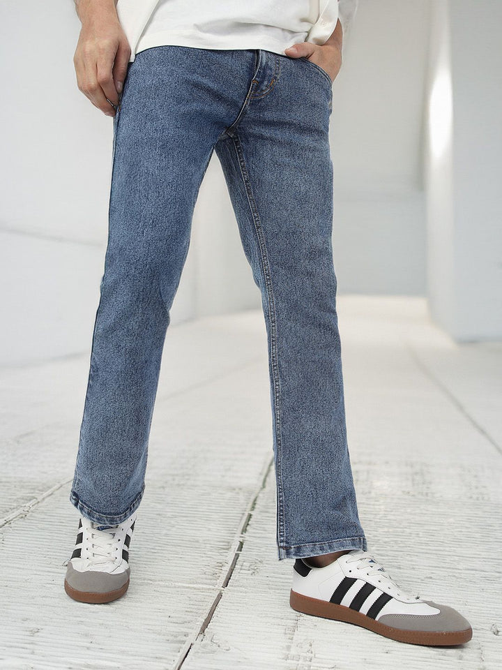 Urbano Fashion Men Bootcut Heavy Fade Clean Look Stretchable Jeans