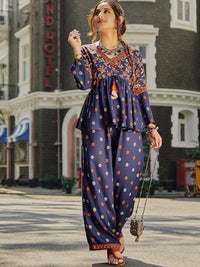 Rustorange Women Floral Printed Empire Kurti with Palazzos