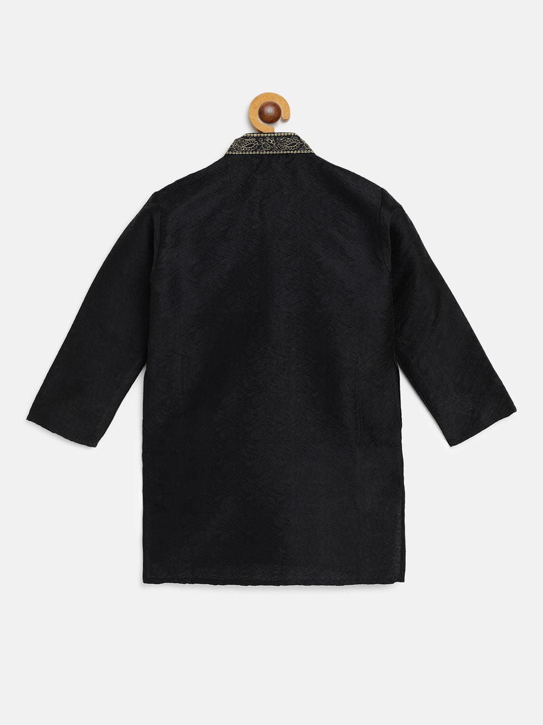 SOJANYA Boys Black Paisley Embroidered Thread Work Straight Kurta