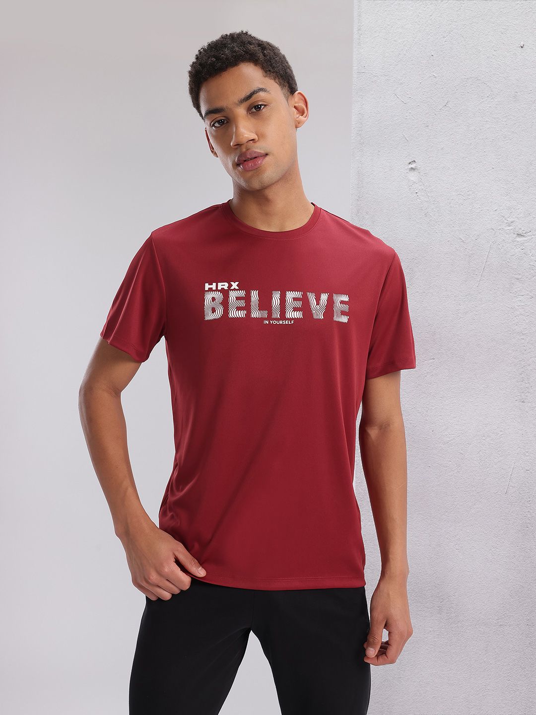 HRX by Hrithik Roshan Twin Collection Typography Printed Rapid-Dry Training T-shirt