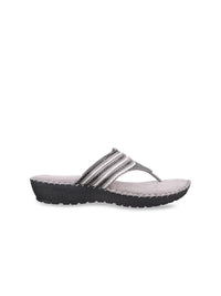 Metro Women Grey Embellished Comfort Sandals