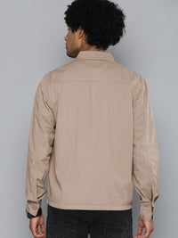 The Indian Garage Co Men Utililty Regular Fit Solid Shirt with Double flap Pocket