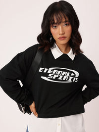 DressBerry Printed Cotton Terry Relaxed Fit Sweatshirt