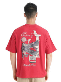 RARE RABBIT Men Graphic Printed Round Neck Cotton Oversized T-shirt