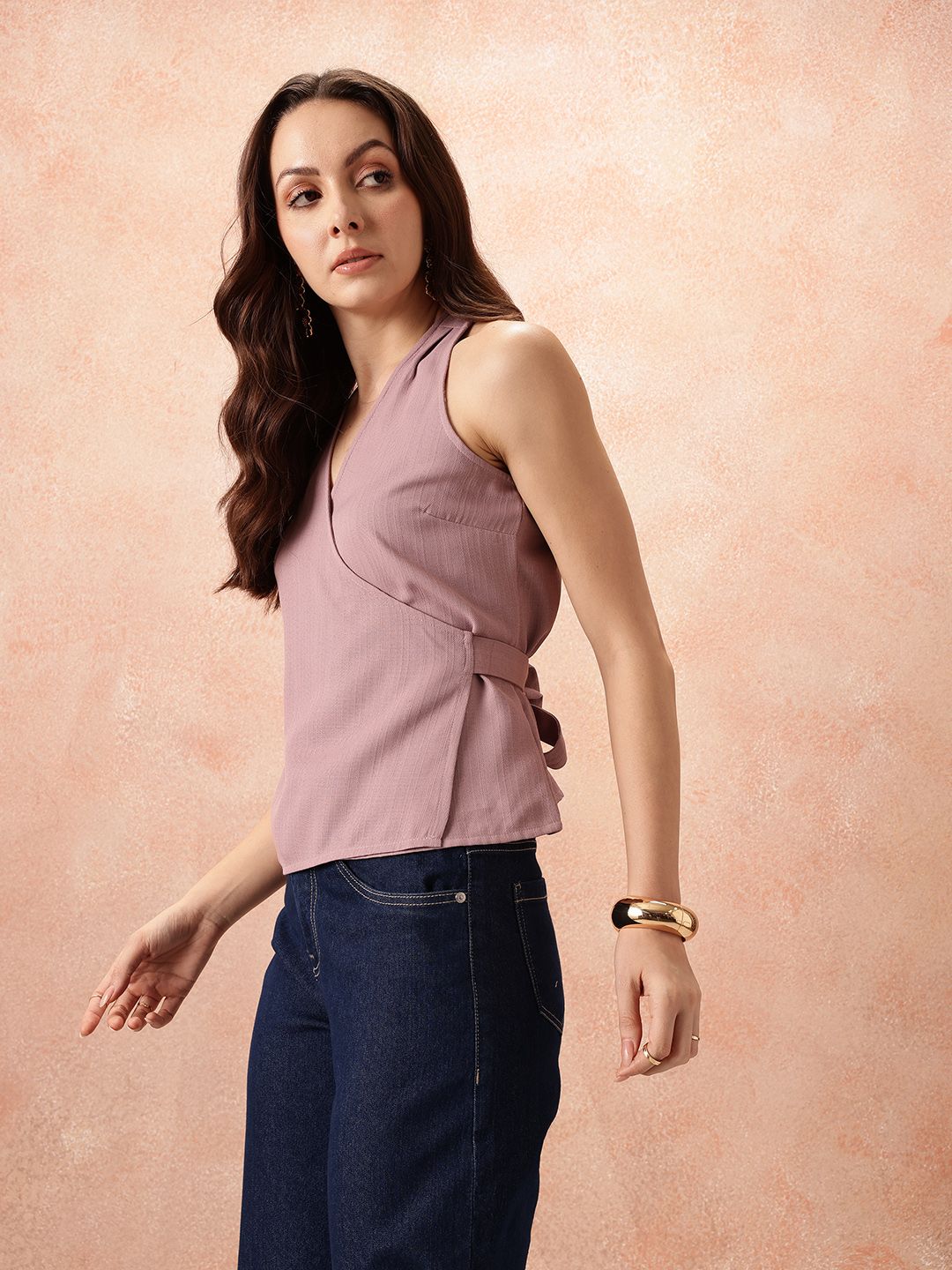 all about you Sleeveless Cotton Wrap Top