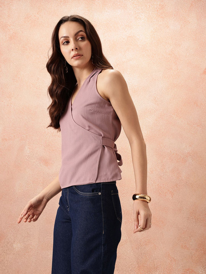 all about you Sleeveless Cotton Wrap Top