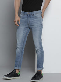 The Indian Garage Co Men Blue Slim Fit Heavy Fade Stretchable Jeans