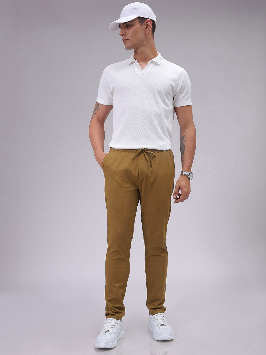 The Indian Garage Co Men Slim Fit Joggers Solid Trousers