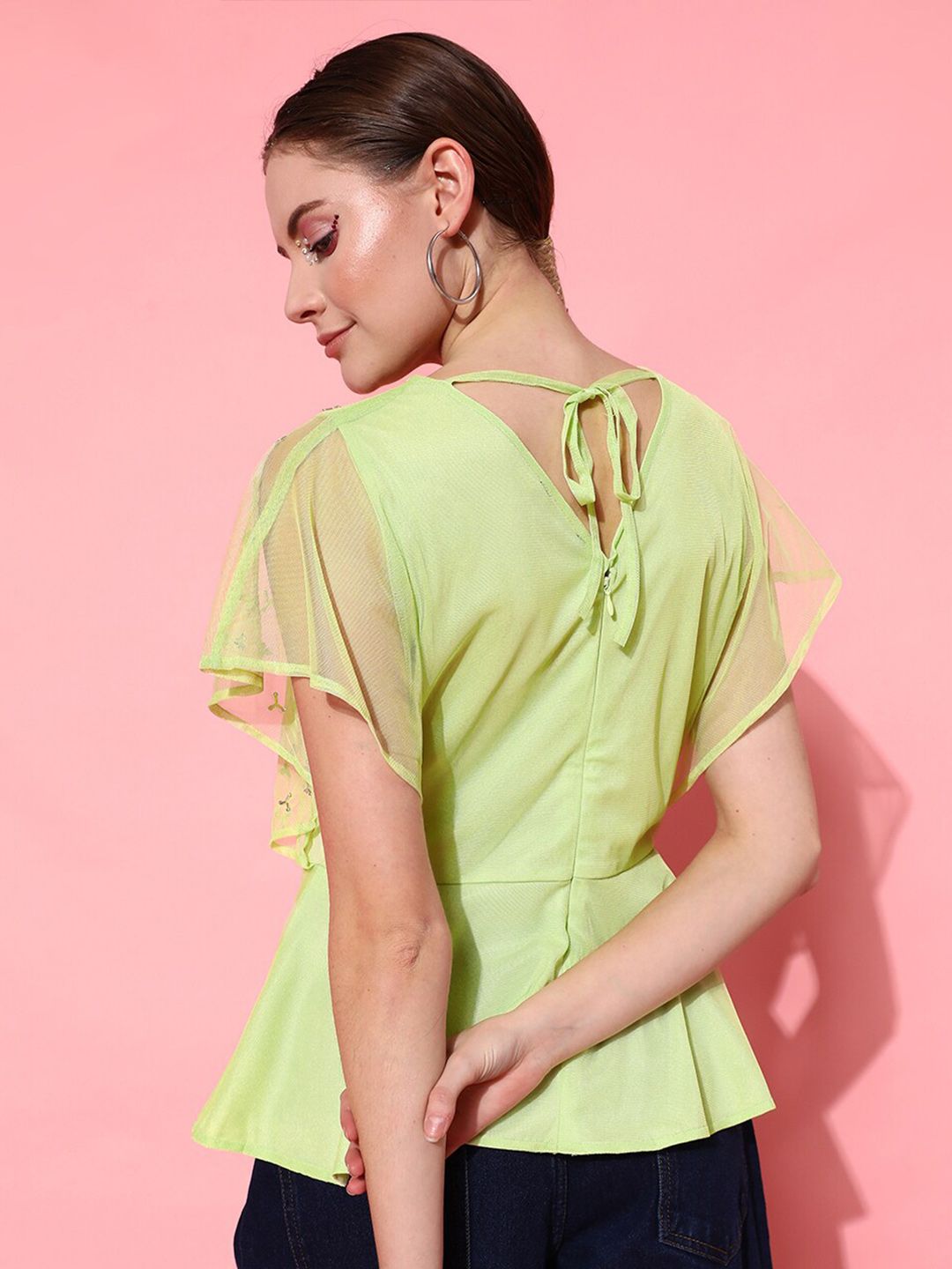 STREET 9 Lime Green Embellished Top