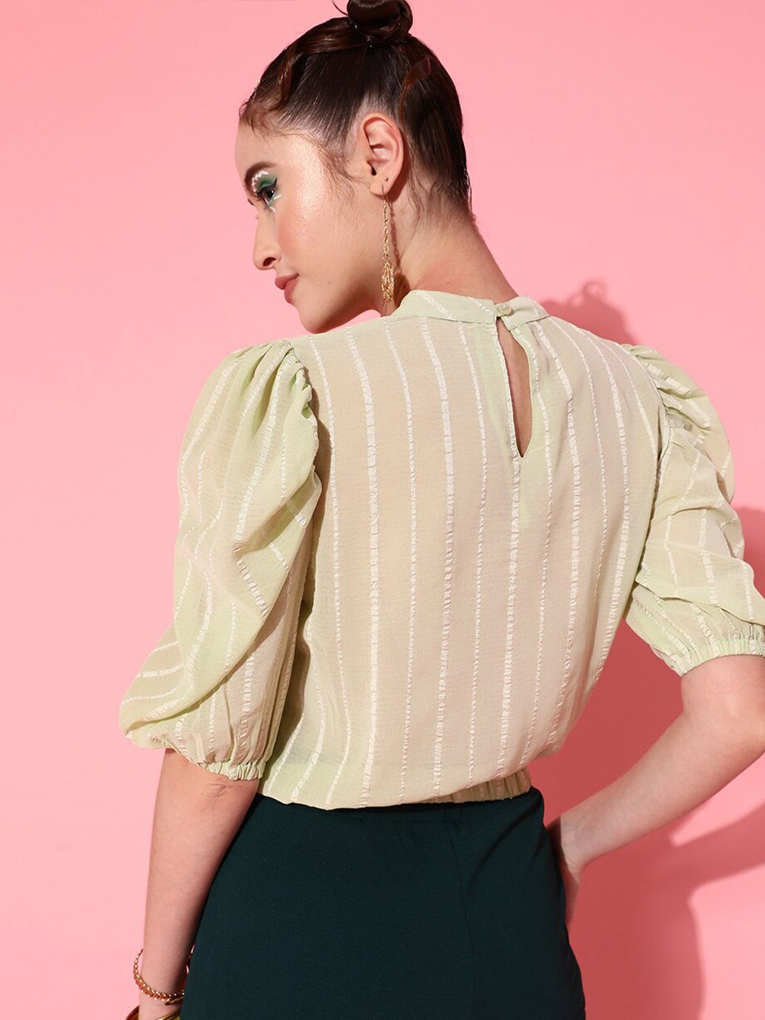 STREET 9 Gorgeous Green Vertical Striped Top