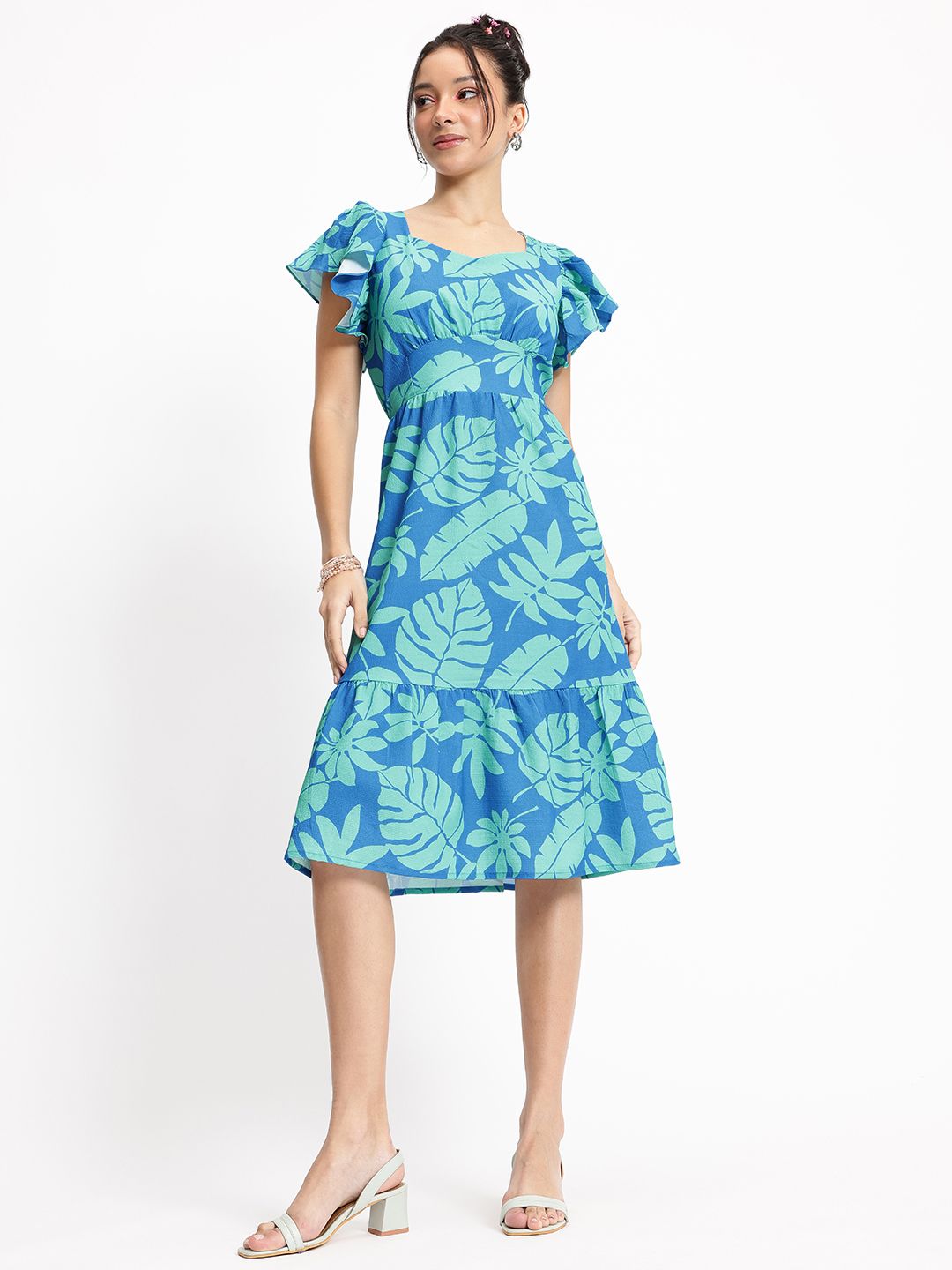 DressBerry Palm Party Ruffle Paradise A-Line Dress