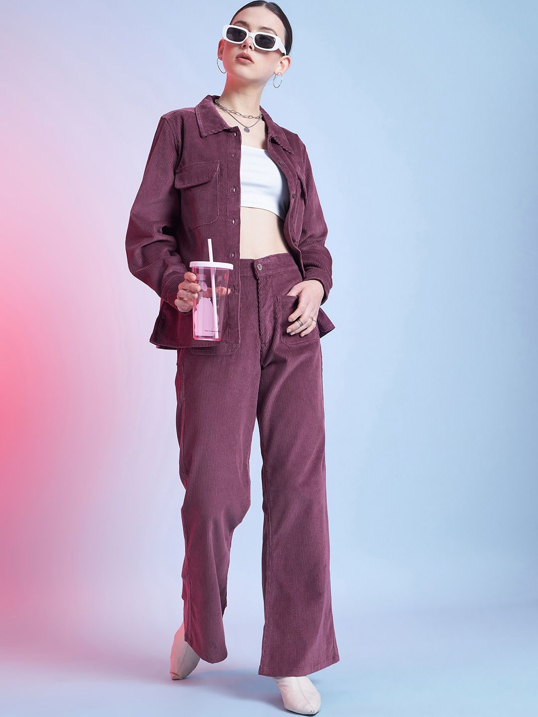 STREET 9 Women Relaxed Cotton Corduroy Trousers