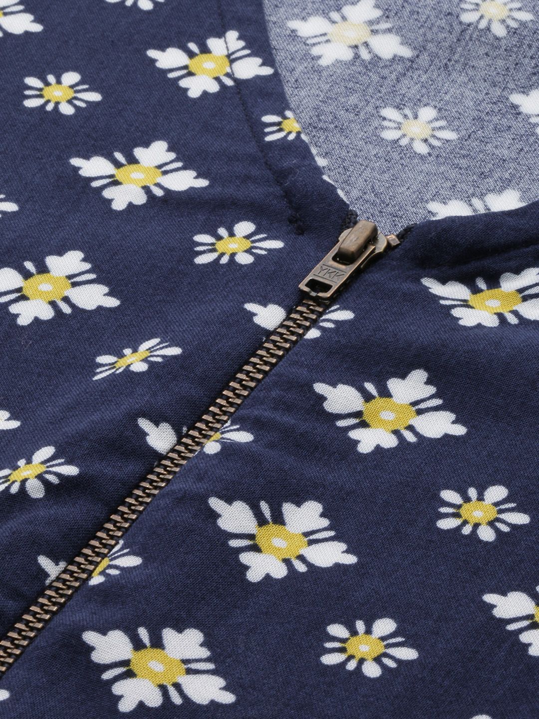 DressBerry Women Printed Navy Blue & White A-Line Dress