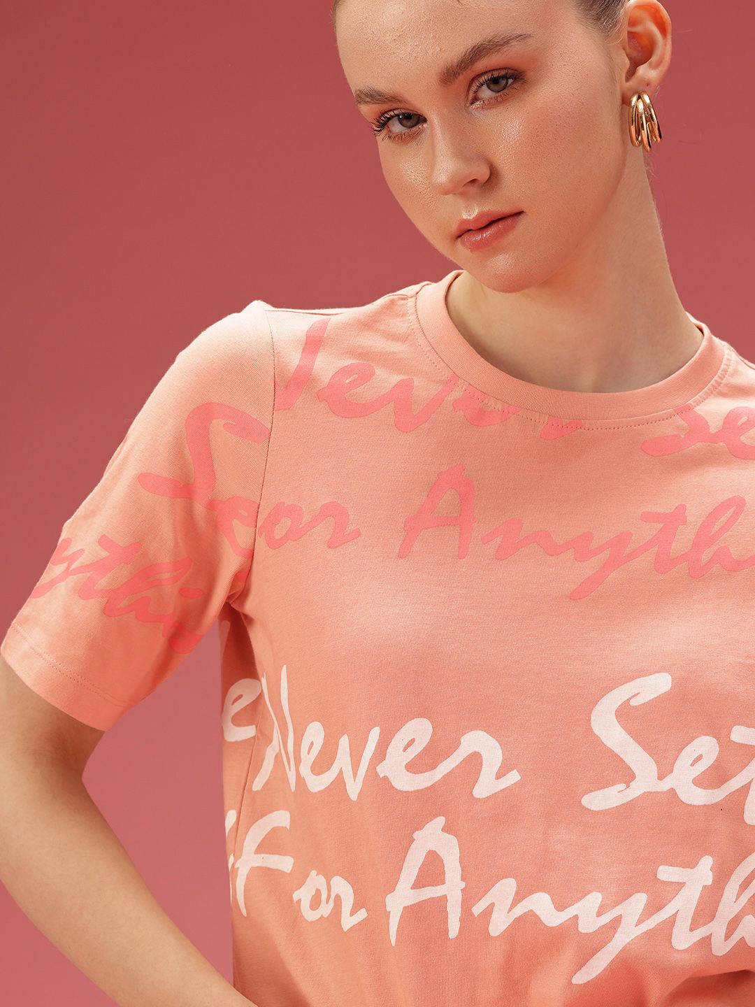 DressBerry Pure Cotton Typography Printed T-shirt