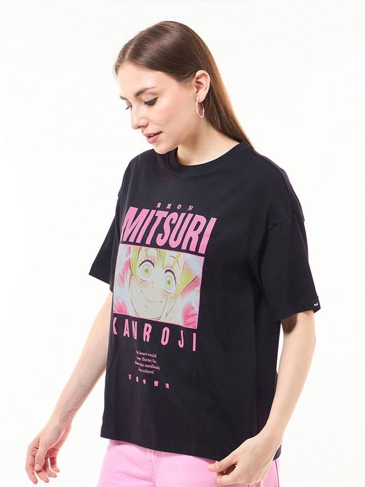 Bewakoof Women Graphic Printed Round Neck Pure Cotton Oversized T-shirt