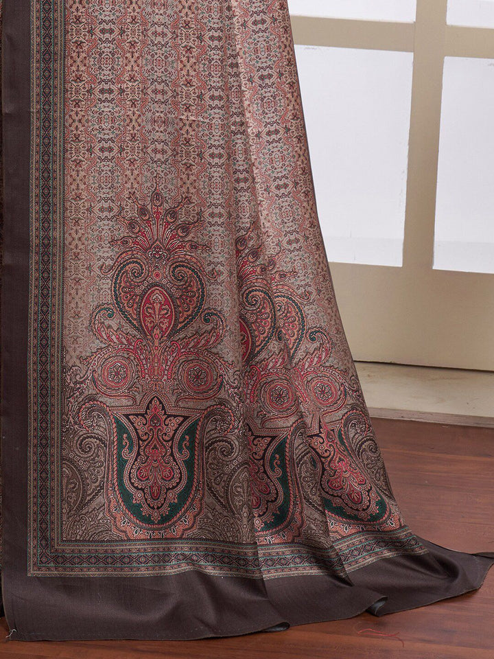 Saree mall Brown & Sea Green Ethnic Motifs Printed Silk Sarees