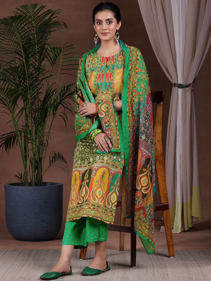Libas Floral Printed Kurta with Trousers & Dupatta