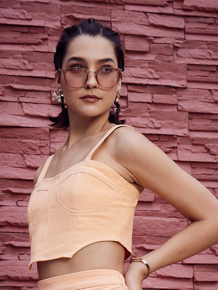 Athena Sleeveless Denim Crop Top