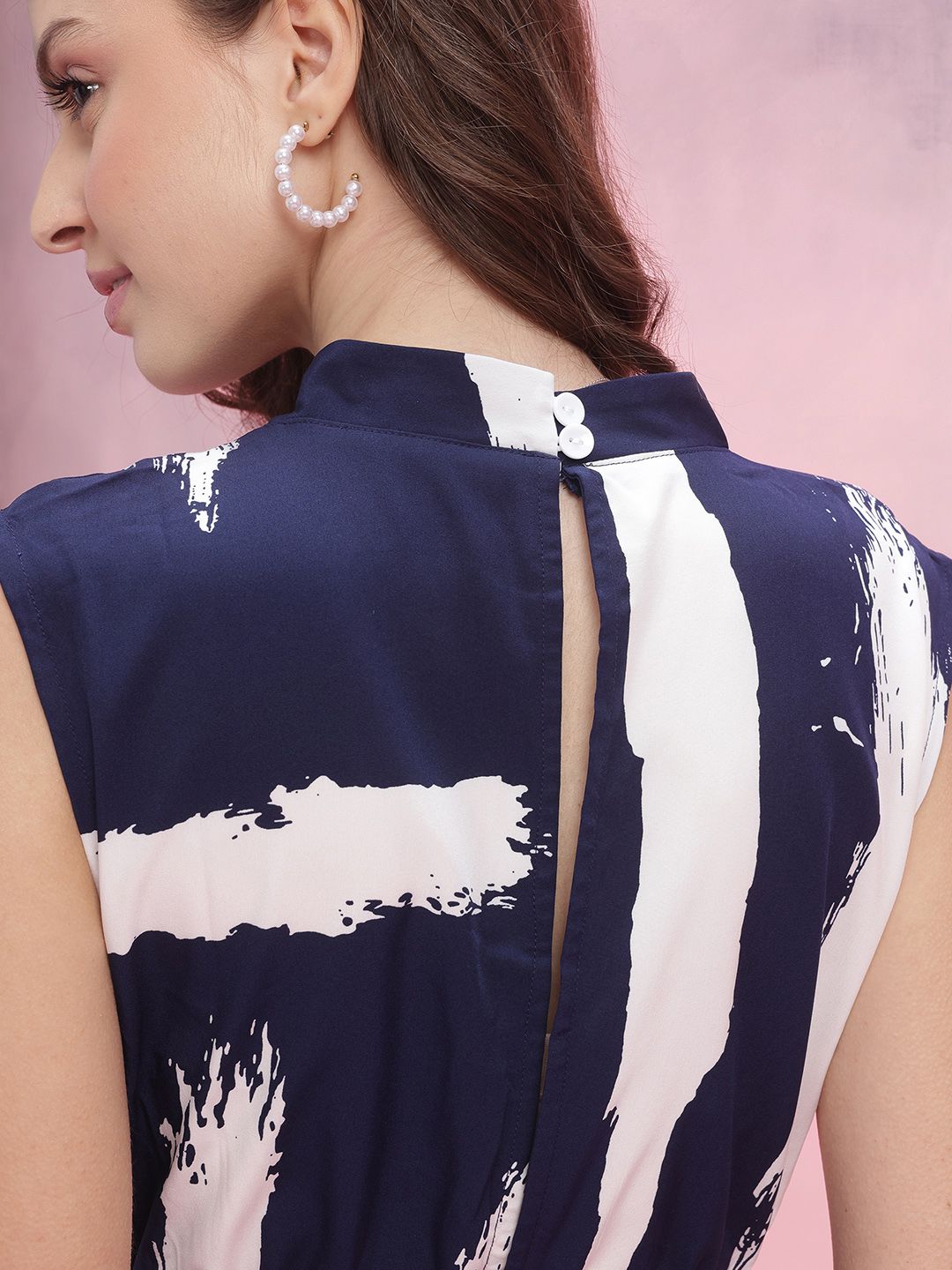 DressBerry Abstract Printed Waist Tie-Ups Flared Jumpsuit